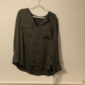 Jones New York Green Long Sleeve Relaxed Blouse